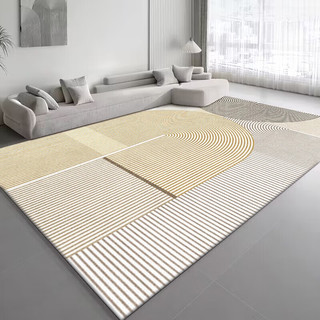 BUDISI 布迪思 地毯客厅卧室现代简约风沙发茶几垫满铺加厚可定制大面积床边毯 奶油线条 120*160CM