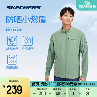 SKECHERS 斯凯奇 2024春季新款凉感防晒男士运动外套透气舒适信风灰