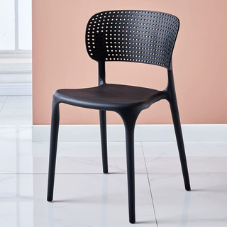 榴花姑娘 塑料椅子靠背可叠放餐桌椅加厚胶凳子简约休闲椅家用餐椅YS02黑色