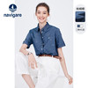 navigare 纳维凯尔 [纯棉]Navigare意大利小帆船蓝色短袖衬衫女夏季宽松印花衬衣外套