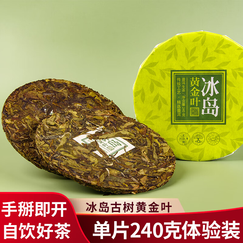 松德2024年云南普洱茶生茶冰岛古树茶黄金叶饼茶免撬手撕饼茶现饮 冰岛黄金叶1片