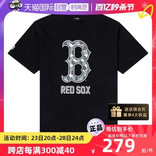 MLB 短袖男女新款透气休闲半袖情侣运动服3ATSM0333-43BKS