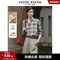 TEENIE WEENIE TeenieWeenie小熊2024新款休闲格纹长袖衬衫微宽松天丝麻混纺女装