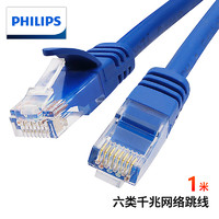 PHILIPS 飛利浦 六類網線CAT6 千兆網絡跳線 綜合布線寬帶路由器寬帶連接線 1米