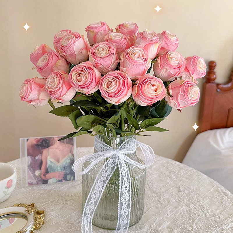 凯天·花航 仿真花玫瑰保加利亚客厅装饰花束维纳餐桌摆件绢花干花花卉家居
