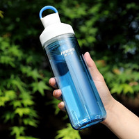 HAERS 哈尔斯 tritan材质运动水杯便携健身学生简约塑料户外水杯双层隔热590ml 海之蓝(双层防烫） 590ml
