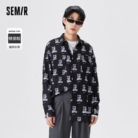 百亿补贴：Semir 森马 长袖衬衫男新款oversize时尚港风满印涂鸦平整抗皱外穿花衬衫