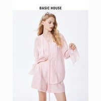 百亿补贴：BASICHOUSE 百家好 Basic House/百家好国风温柔V领衬衫女2024春季纯色短裤套装