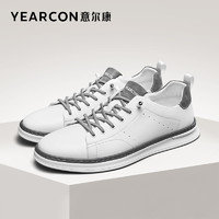 YEARCON 意尔康 男鞋春秋季男士低帮休闲单鞋英伦风板鞋男式皮鞋时尚潮流 黑色 43