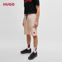 HUGO男士2024夏季红色徽标标签纹理棉短裤 681-浅粉色 EU:52
