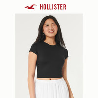 HOLLISTER24春夏美式风辣妹修身圆领短款短袖T恤 女 356546-1 黑色 XS (160/84A)