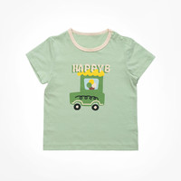 哈贝比男童短袖t恤夏季1—5岁宝宝纯棉圆领t恤衫童装儿童衣服2024年 绿色 100(2-3岁)