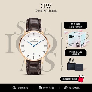 百亿补贴：Daniel Wellington dw手表女34mm欧美蓝针小众不撞款皮表带轻奢高档石英表官方旗舰店