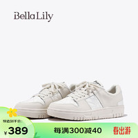 Bella Lily2024春季牛皮低帮板鞋女透气显瘦小白鞋圆头休闲鞋 白色 35