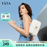 TATA 他她 法式通勤白色小方包女包高级感单肩斜挎包包新款X3059BX3