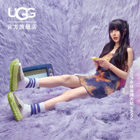 UGG【明星同款】夏季男女同款舒适露趾厚底轮胎底拖鞋 1152680 CCT | 陶土褐白色/毛毛虫绿色 44