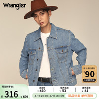 Wrangler 威格 24春夏中浅色经典翻领男士上班通勤牛仔夹克外套