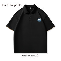 La Chapelle polo衫男短袖夏季时尚休闲宽松透气翻领户外百搭上衣t恤男 小怪兽#黑色 L