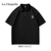 La Chapelle polo衫男短袖夏季时尚休闲宽松透气翻领户外百搭上衣t恤男 梦想D#黑色 XL