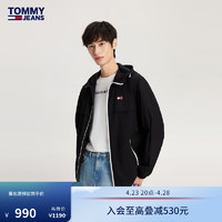 TOMMY JEANS 24春季男女户外运动印花连帽宽松轻薄夹克外套19789 黑色BDS XS