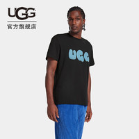 UGG夏季男士休闲舒适纯色字母LOGO圆领短袖泡泡T恤1156450 TARR | 焦黑色 M