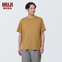 无印良品（MUJI）男式 天竺织 圆领短袖T恤男士打底衫男款夏季 AB1MIA4S 深暗黄色 XXL (185/112A)