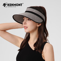 KENMONT 卡蒙 法式赫本风可折叠度假草帽女夏户外轻量化空顶防晒帽便携km-6059