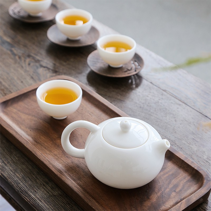 领艺德化白瓷茶壶陶瓷日式简约羊脂玉猪油白功夫茶具 伍华西施壶