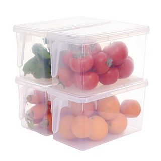 SANADA 日本冰箱收纳盒塑料收纳盒带手柄大容量4.7L食品储物盒杂粮收纳箱 4个装