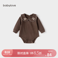 Babylove 女宝宝包屁衣春秋款娃娃领文艺洋气百搭婴儿三角哈衣爬服春装