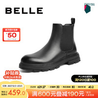 BeLLE 百丽 休闲切尔西靴男套脚短靴  A0598DD1 黑绒里-A0655(筒高13CM)