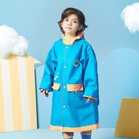 柠檬宝宝 儿童雨衣加大双帽檐书包位防水雨披卡通造型小学生雨具 LK2211015靛蓝恐龙 M