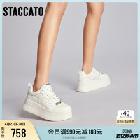 STACCATO 思加图 新款甜美休闲小白鞋增高厚底轻便松糕鞋女鞋C2301AM3C