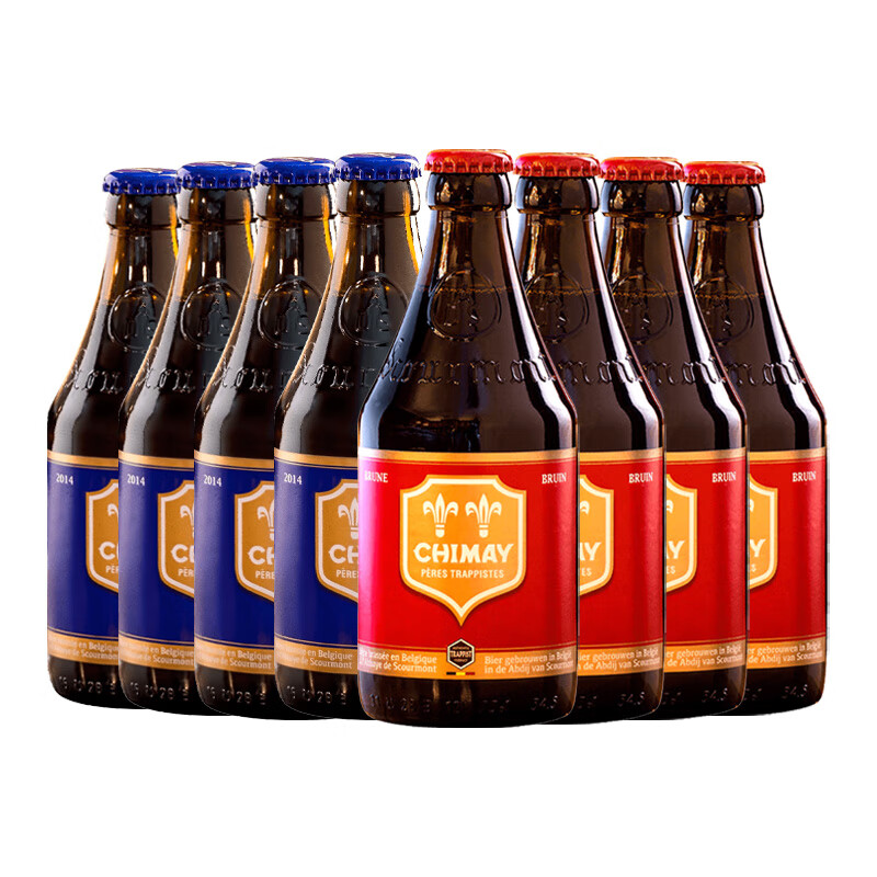智美（Chimay）红帽/蓝帽 修道士精酿 啤酒 330ml*8瓶 比利时 红蓝组合 330mL 8瓶 组合装