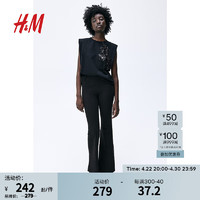 H&M2024春季女装缀饰上衣1234887 黑色 170/104