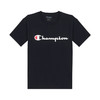 Champion 草写logo纯色圆领短袖T恤 深黑色 GT23H-Y06794-003