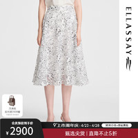 歌力思（ELLASSAY）2024夏季舒适透气a字摆裙拼接式半身裙女EWE352Q00800 白花卉 S