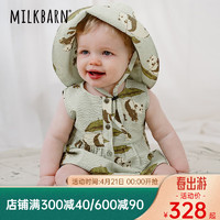 Milkbarn2024婴儿连体衣服宝宝夏季背心哈衣婴幼儿纯棉爬服 熊猫绿 73cm(6-12m)