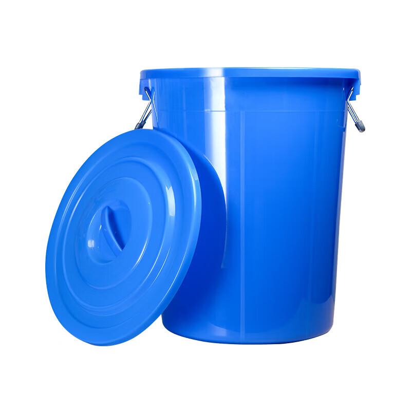 莱羽炫加厚塑料水桶蓝色60L 工业储水化工胶桶厨房大号垃圾桶 带盖