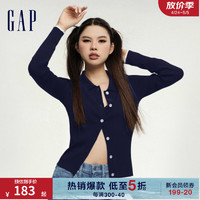 Gap 蓋璞 女裝秋冬運動學院風毛衣891718保暖時尚針織開衫 海軍藍 加厚版 165/88A(S)