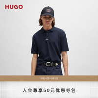 HUGO 男士2024夏季撞色徽标装饰棉质珠地布短袖Polo衫 405-深蓝色 S