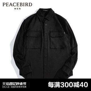 太平鸟男装 黑色衬衫男潮流休闲工装衬衣B2CHC3165