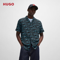 HUGO男士2024夏季当季印花图案宽松版短袖衬衫 443-花色 EU:XXL