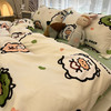 福尔菲 韩系ins风超级可爱小羊水洗棉床单被套四件套儿童床上单人三件套
