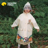 柠檬宝宝 儿童雨衣男女童小学生雨披幼儿园带书包位雨衣  秘境山谷 M