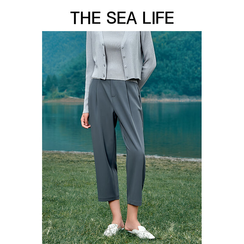 THE SEA LIFE欧海一生 高级宽松舒适长裤24春季直筒裤XD15319 苜蓿灰 S