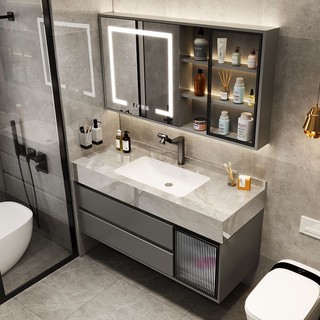 Parcere 帕思瑞 S430实木浴室柜组合现代简约岩板一体洗手洗脸盆轻奢洗漱台