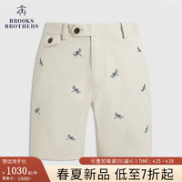 Brooks Brothers BrooksBrothers）男士24早春棉蜻蜓刺绣图案宽松短裤 2004-米色 34