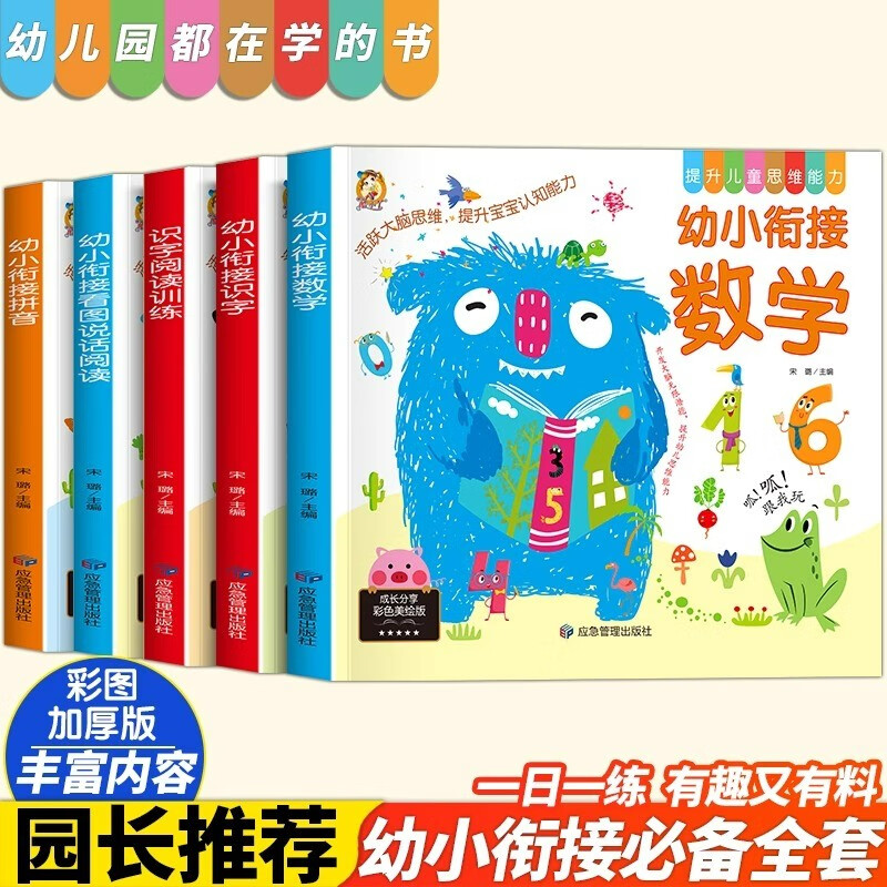 全5册思维能力识字阅读训练幼小衔接整合教材幼儿园学前拼音识字阅读练习拼音拼读训练幼小衔接早教启蒙书 【5册】提升儿童思维能力