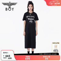 BOY LONDON24夏女黑色连衣裙logo印花长款休闲时尚长裙W17095 黑色 M